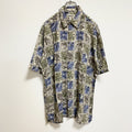 古着 used　CAMPIA　半袖総柄シャツ　レーヨンシャツ　アロハ柄　マルチカラー　レトロデザイン　個性的　　Lサイズ