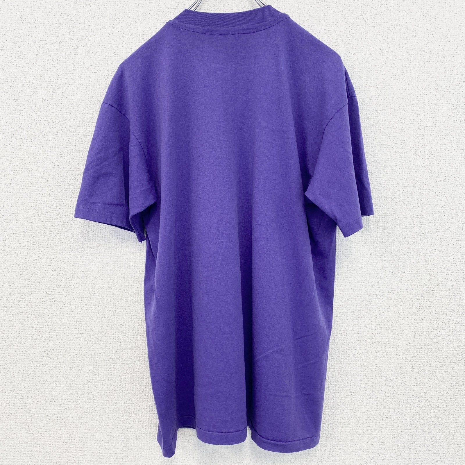 古着 used　90s　ヴィンテージ　半袖プリントTシャツ　紫　パープル　ハート　シングルステッチ　レトロデザイン
