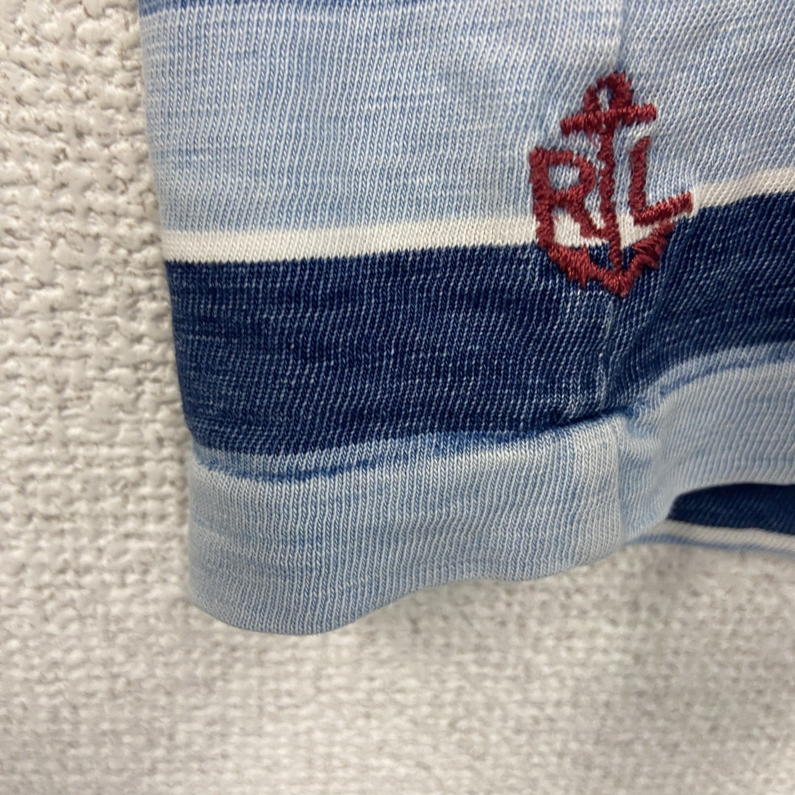 POLO RALPH LAUREN　ラルフローレン　半袖プリントTシャツ　ボーダー柄　水色　ライトブルー　紺　ネイビー　Mサイズ