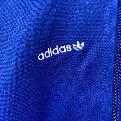 00s　adidas　アディダス　トラックジャケット/ジャージ　フロッキープリント　トリコロール　ヴィンテージ　青　ブルー　XSサイズ