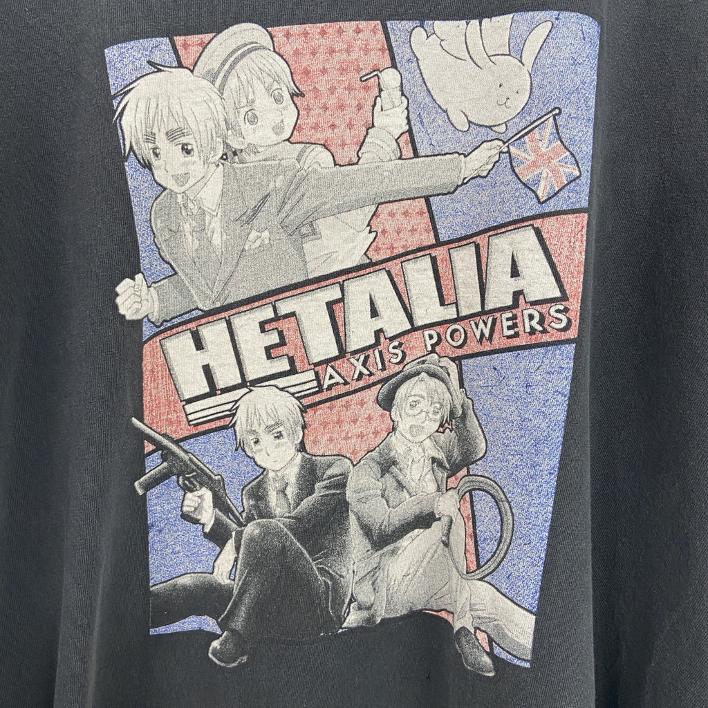 古着 used　ヘタリア　HETALIA　半袖アニメプリントTシャツ　00s　クルーネック　キャラクター　黒　ブラック　XLサイズ