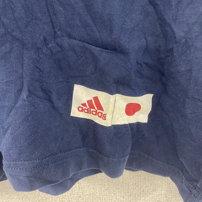 adidas　アディダス　半袖プリントTシャツ　日本ロゴ　紺　ネイビー