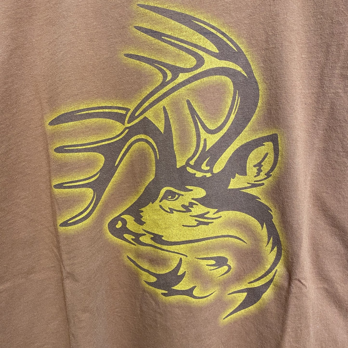 古着 used　LEGENDARY　半袖アニマル柄プリントTシャツ　トナカイ　茶色　レトロデザイン　ビッグシルエット　XLサイズ