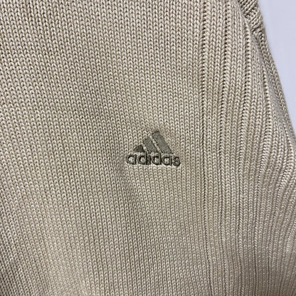 古着 used　adidas アディダス　長袖ワンポイントロゴ刺繍ニット　セーター　厚手　ビックシルエット　XLサイズ