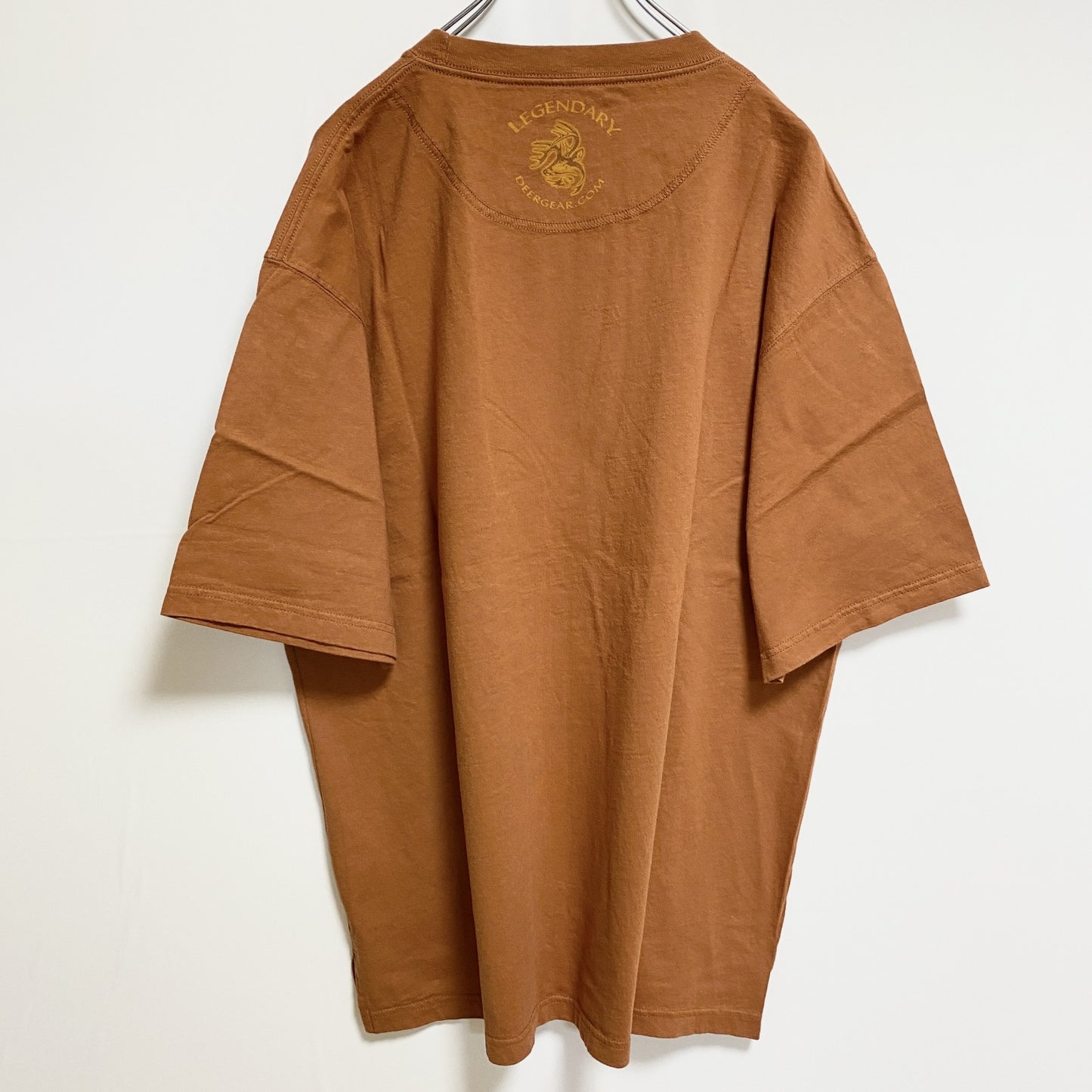 古着 used　LEGENDARY　半袖アニマル柄プリントTシャツ　トナカイ　茶色　レトロデザイン　ビッグシルエット　XLサイズ