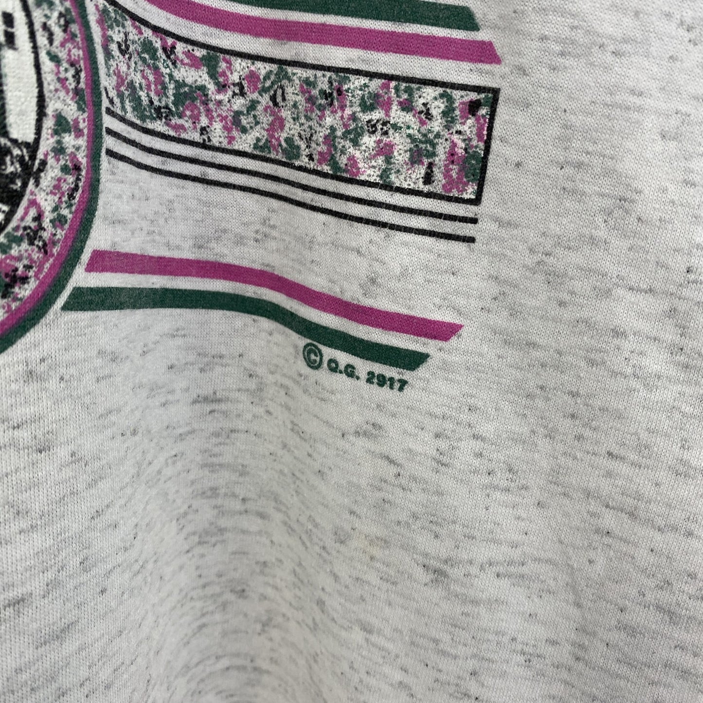 古着 used　90s　ヴィンテージ　半袖プリントTシャツ　カレッジ風　　灰色　ライトグレー　ニューファンドランド　Lサイズ