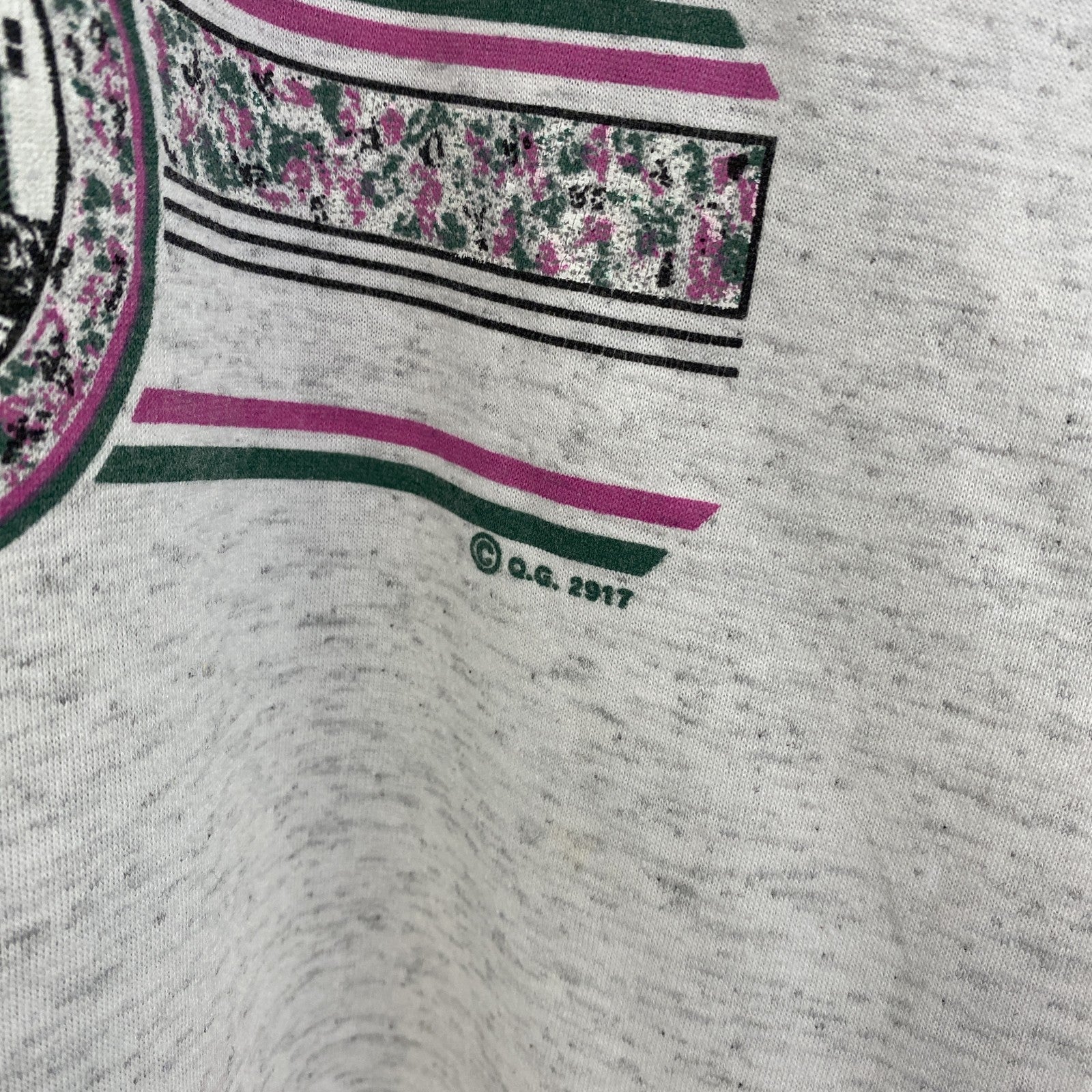 古着 used　90s　ヴィンテージ　半袖プリントTシャツ　カレッジ風　　灰色　ライトグレー　ニューファンドランド　Lサイズ