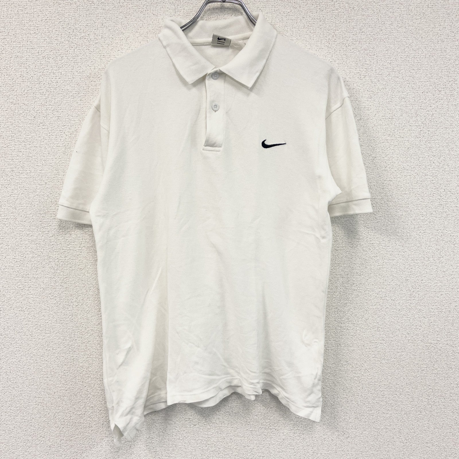 NIKE　ナイキ　半袖ポロシャツ　刺繡ロゴ　白　ホワイト