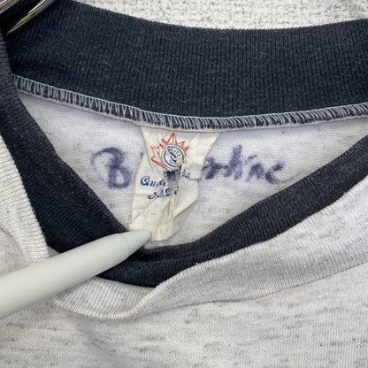古着 used　90s　ヴィンテージ　半袖プリントTシャツ　カレッジ風　　灰色　ライトグレー　ニューファンドランド　Lサイズ