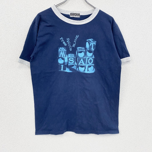 90s　渡辺美里　半袖Tシャツ　リンガーT　コンサートT　シングルステッチ　ヴィンテージ　紺　ネイビー