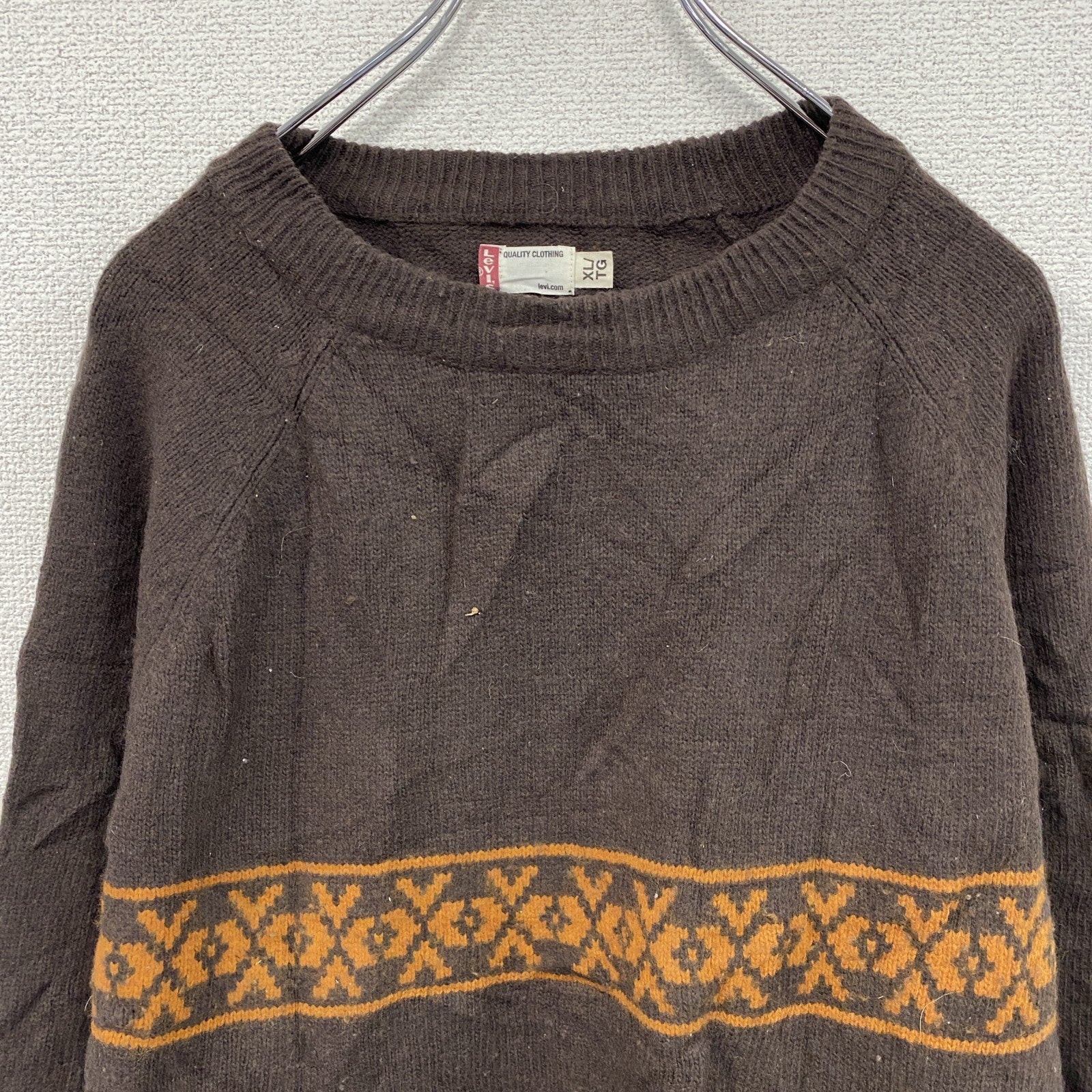 Levi’s　リーバイス　ウールニットセーター　茶色　ブラウン　XLサイズ