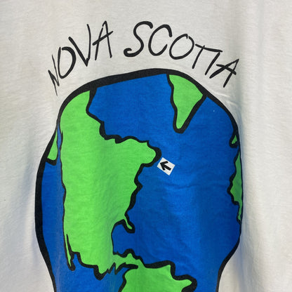 古着 used　90s　ヴィンテージ　半袖プリントTシャツ　地球　アース　100％コットン　白　ホワイト　XLサイズ