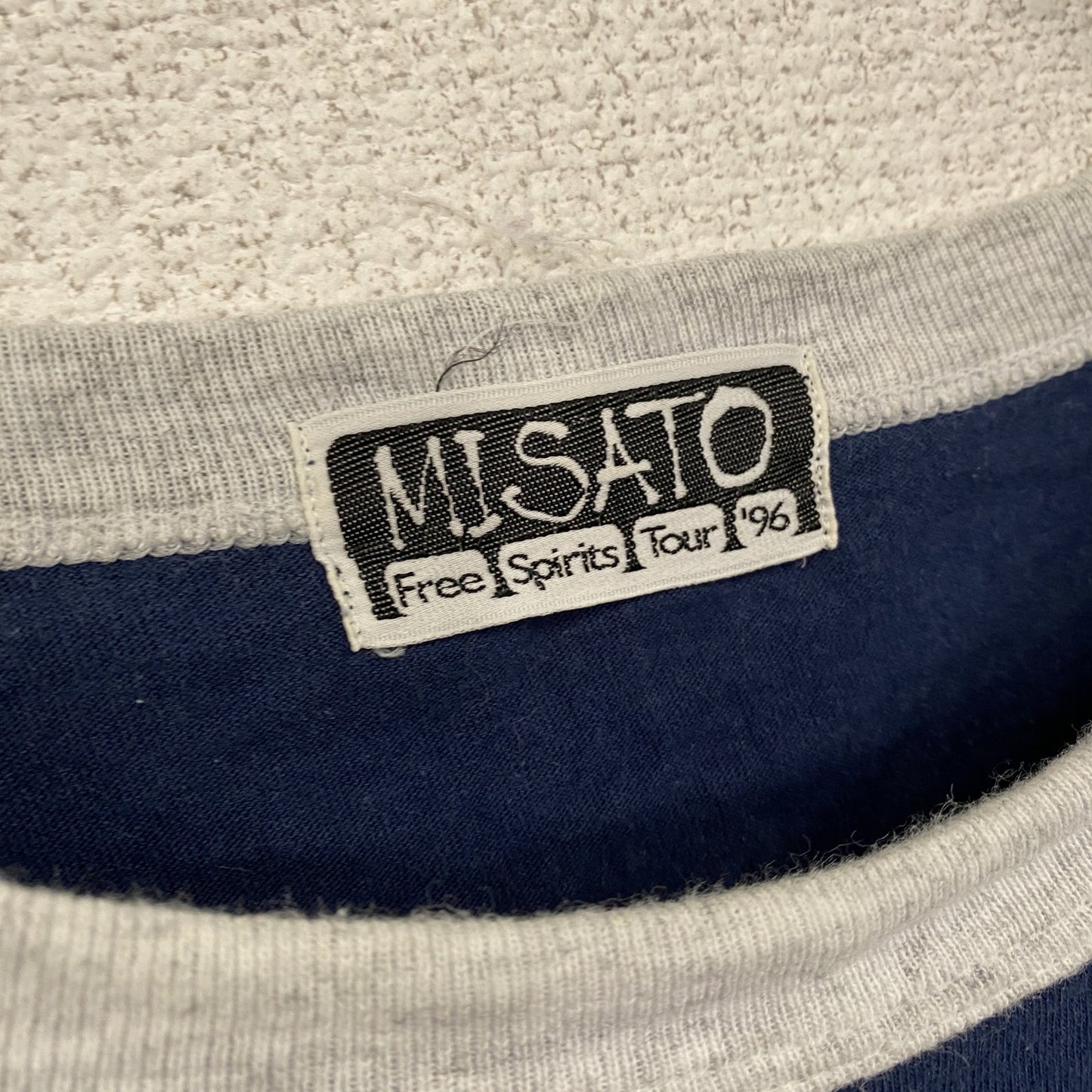 90s　渡辺美里　半袖Tシャツ　リンガーT　コンサートT　シングルステッチ　ヴィンテージ　紺　ネイビー