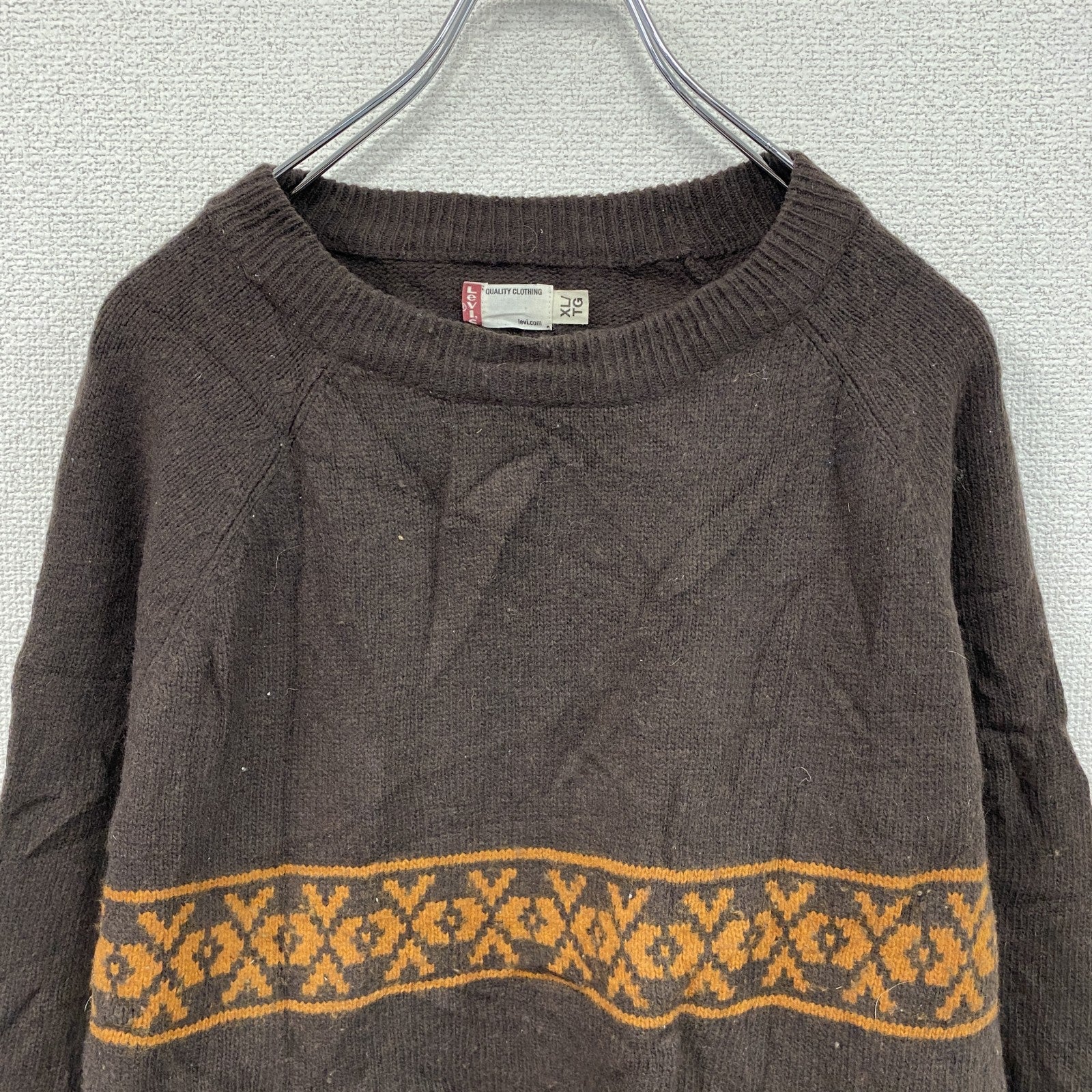 Levi’s　リーバイス　ウールニットセーター　茶色　ブラウン　XLサイズ