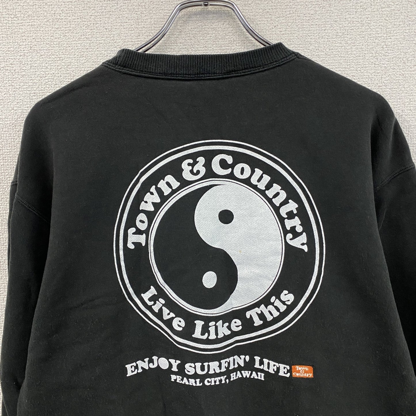 Town＆Countory　タウン＆カントリー　スウェット/トレーナー　デカロゴ　フェード　黒　ブラック　Mサイズ