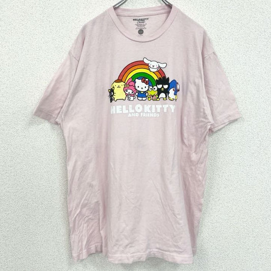 古着 used　サンリオ　ハローキティ　半袖キャラクタープリントTシャツ　レトロデザイン　クルーネック　ピンク　XLサイズ
