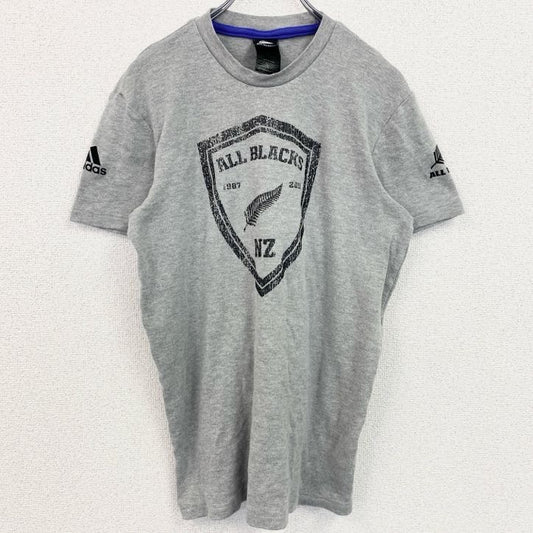 古着 used　Adidas　アディダス　半袖プリントTシャツ　オールブラックス　ラグビー　ニュージーランド　グレー　Mサイズ　