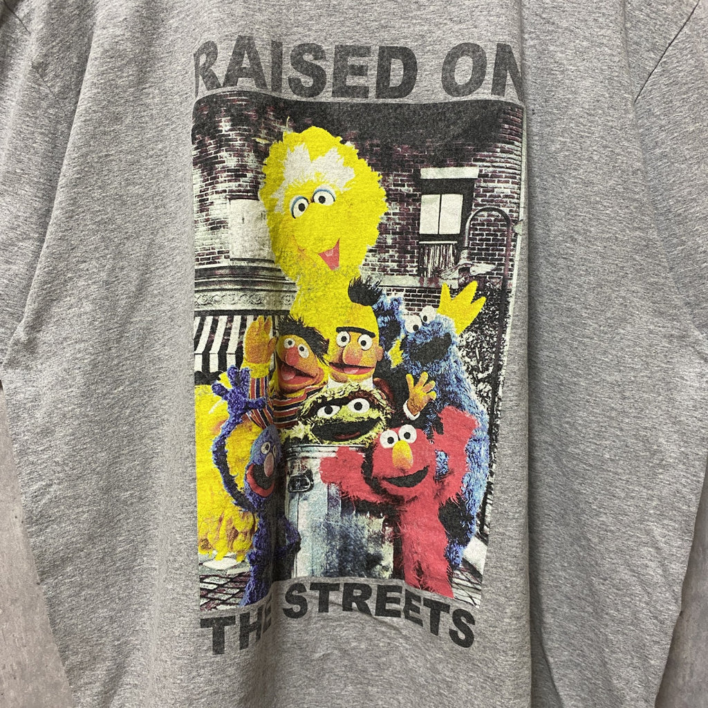 古着 used　SESAME STREET　セサミストリート　半袖プリントキャラTシャツ　グレー　ビッグシルエット　2XLサイズ