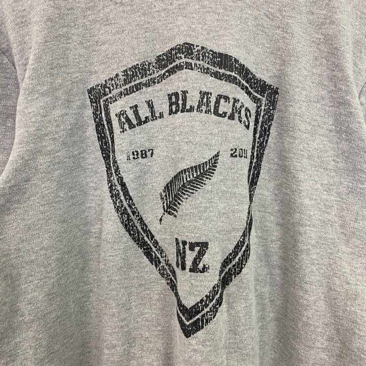 古着 used　Adidas　アディダス　半袖プリントTシャツ　オールブラックス　ラグビー　ニュージーランド　グレー　Mサイズ　
