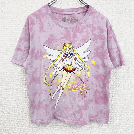 古着 used　セーラームーン　半袖アニメプリントTシャツ　レトロデザイン　クルーネック　月野うさぎ　ピンク　Sサイズ
