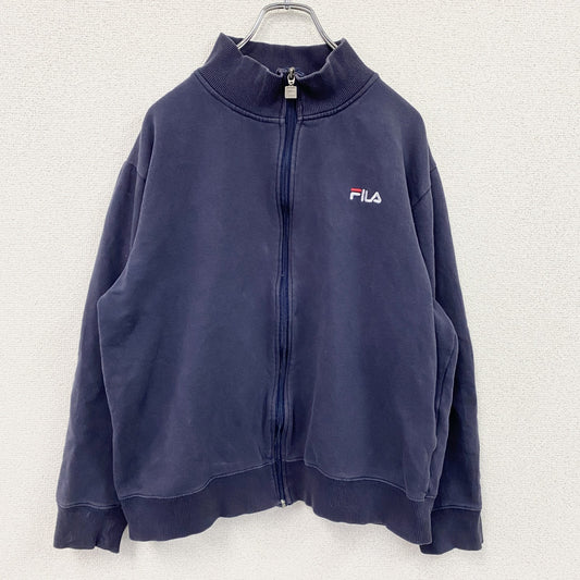 FILA　フィラ　ブルゾン/スイングトップ　刺繍ロゴ　ナス紺　ネイビー　Lサイズ