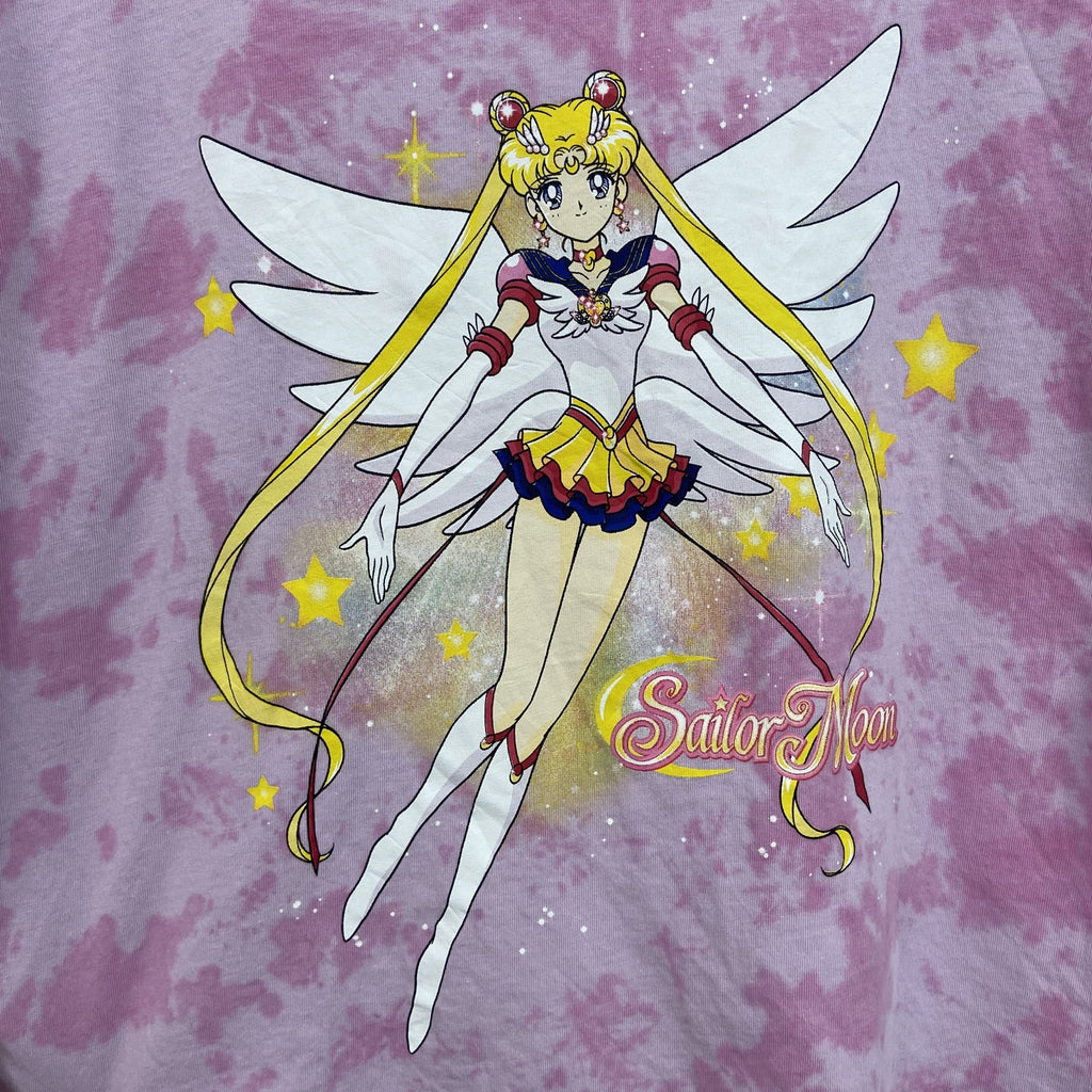 古着 used　セーラームーン　半袖アニメプリントTシャツ　レトロデザイン　クルーネック　月野うさぎ　ピンク　Sサイズ