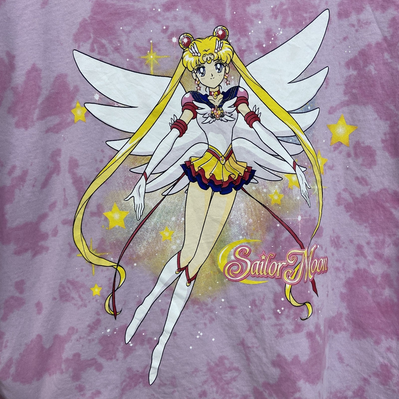 古着 used　セーラームーン　半袖アニメプリントTシャツ　レトロデザイン　クルーネック　月野うさぎ　ピンク　Sサイズ