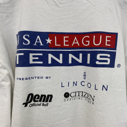 古着 used　90s　ヴィンテージ　半袖プリントTシャツ　テニス　100％コットン　白　ホワイト　Lサイズ