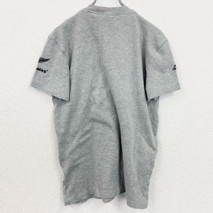 古着 used　Adidas　アディダス　半袖プリントTシャツ　オールブラックス　ラグビー　ニュージーランド　グレー　Mサイズ　