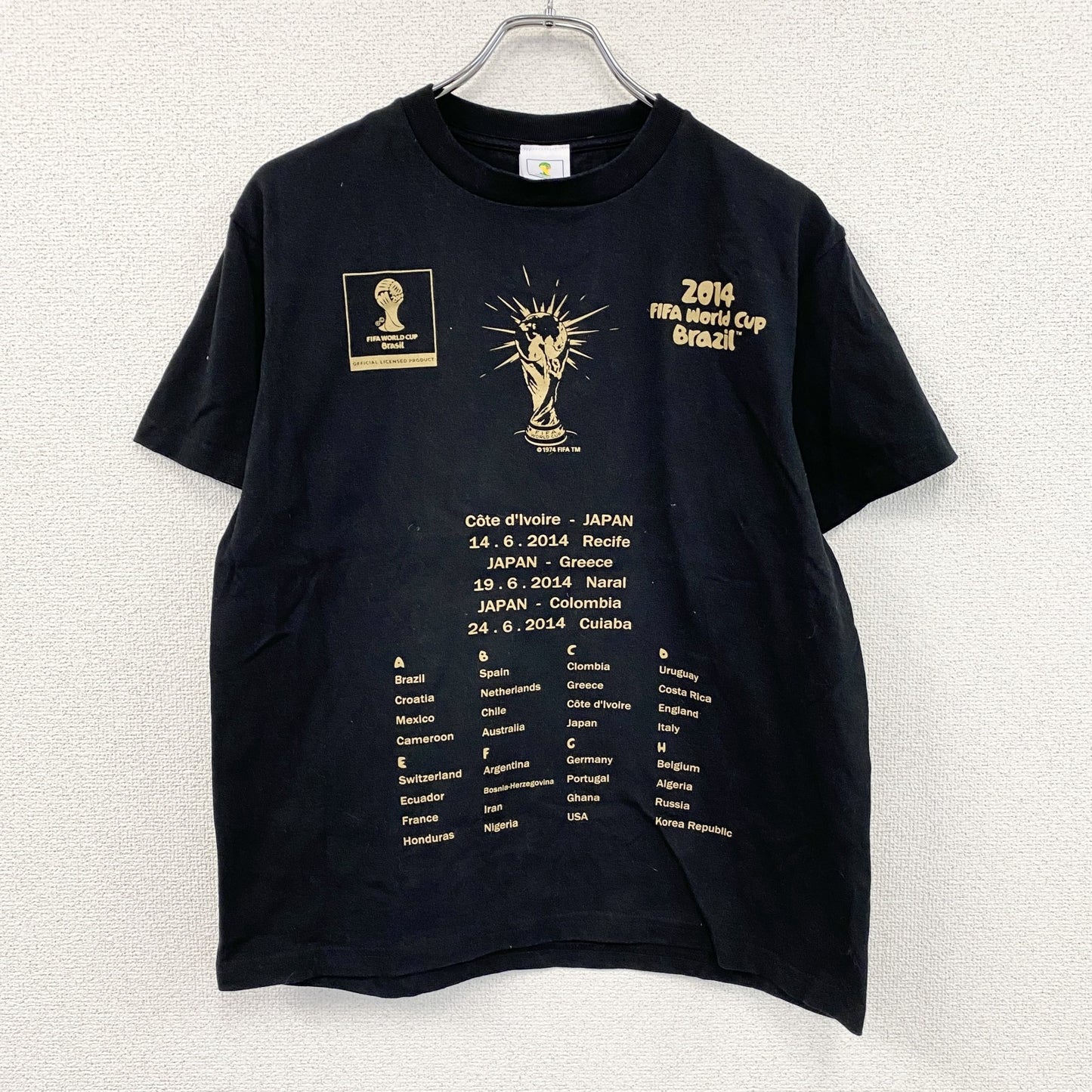 FIFAワールドカップブラジル 2014　半袖プリントTシャツ　黒　ブラック　Mサイズ