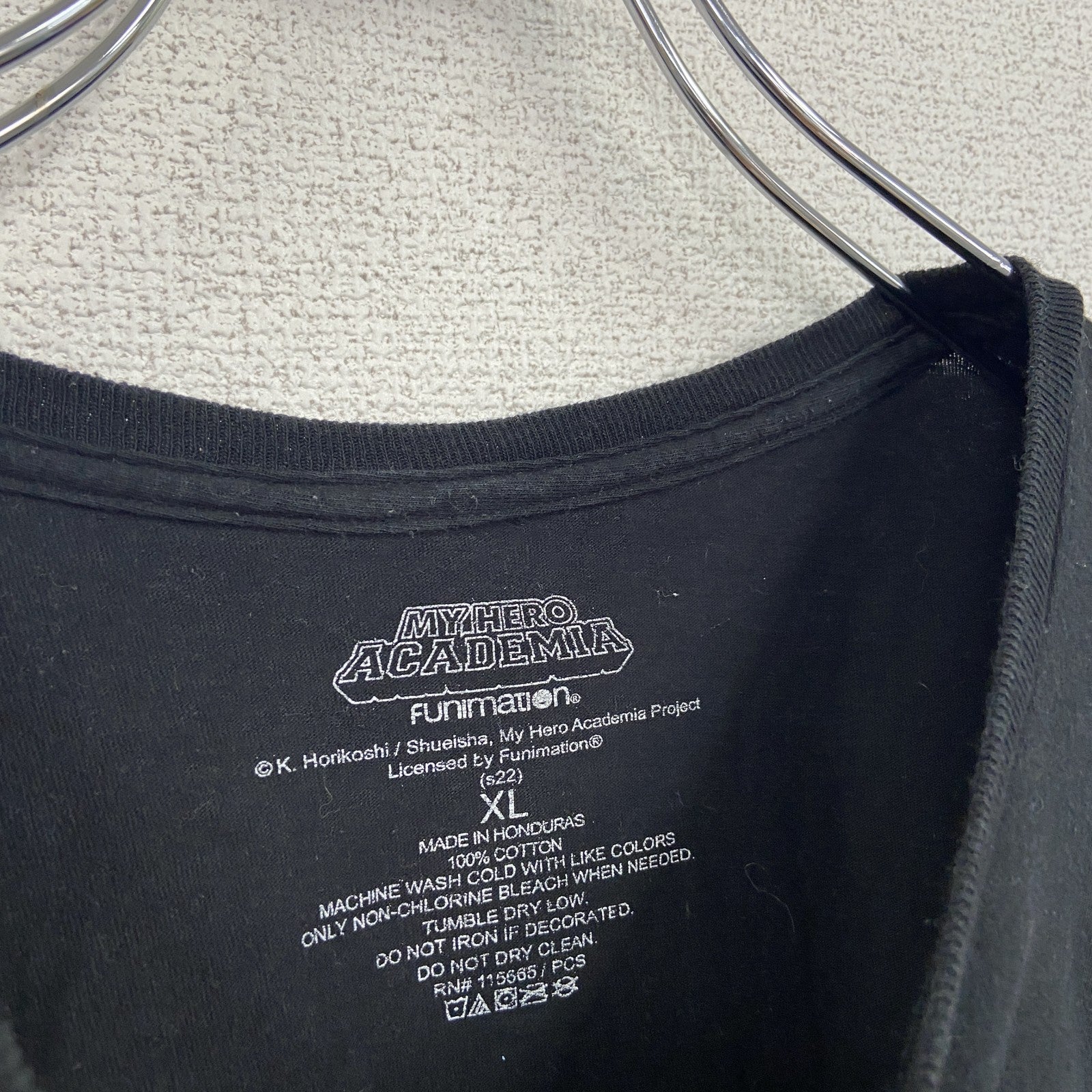 古着 used　僕のヒーローアカデミア　半袖アニメプリントTシャツ　レトロ　クルーネック　キャラクター　黒　ブラック　XLサイズ
