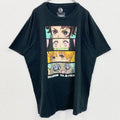 古着 used　鬼滅の刃　半袖アニメプリントTシャツ　レトロ　クルーネック　Demon Slayer　黒　ブラック　2XLサイズ