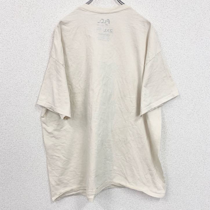 古着 used　FLCL　フリクリ　半袖アニメプリントTシャツ　レトロ　クルーネック　キャラクター　ベージュ　XXLサイズ