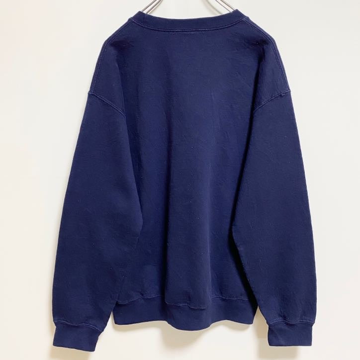 古着 used　GILDAN ギルダン　長袖カレッジプリントスウェット　トレーナー　リー大学　レトロデザイン　ネイビー　Mサイズ