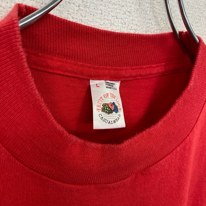 古着 used　90s　フルーツオブザルーム　半袖無地Tシャツ　シングルステッチ　ヴィンテージ　クルーネック　赤　XLサイズ