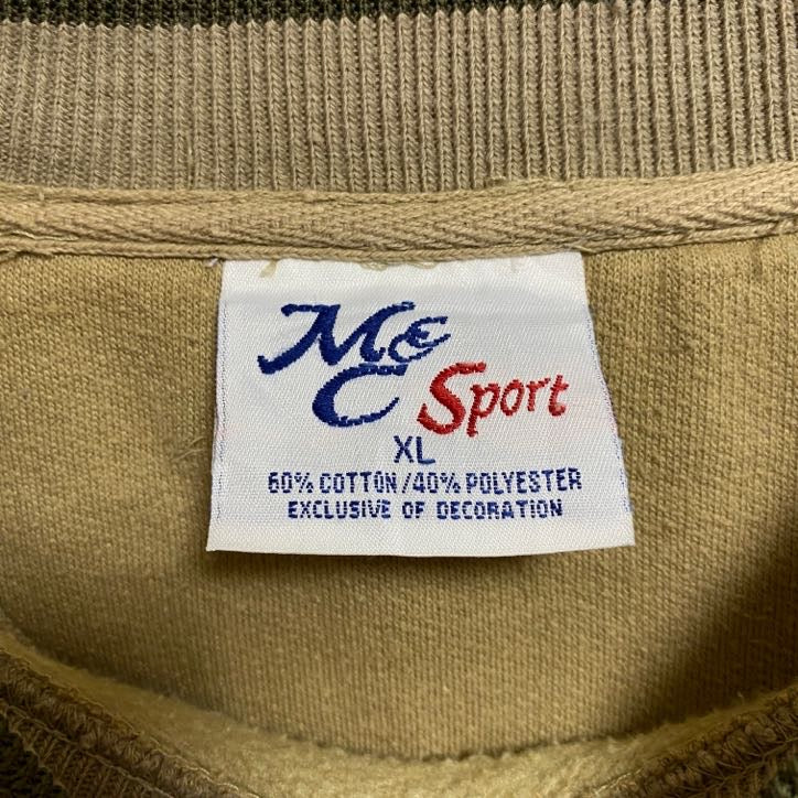 古着 used　M&CSPORT　長袖刺繍スウェット　トレーナー　ゴルフ　スポーツ　茶色　レトロ　ビッグシルエット　XLサイズ