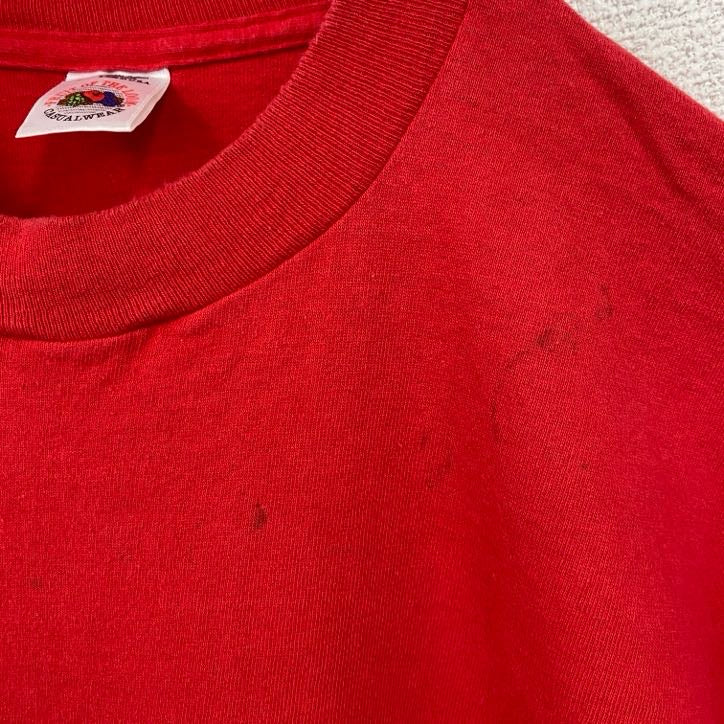 古着 used　90s　フルーツオブザルーム　半袖無地Tシャツ　シングルステッチ　ヴィンテージ　クルーネック　赤　XLサイズ