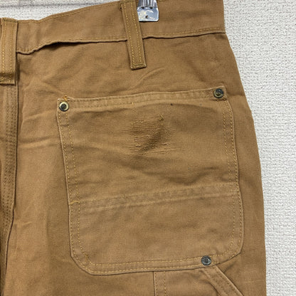 ノーブランド　ダブルニーペインターパンツ　ダックパンツ　ジップフライ　キャメル