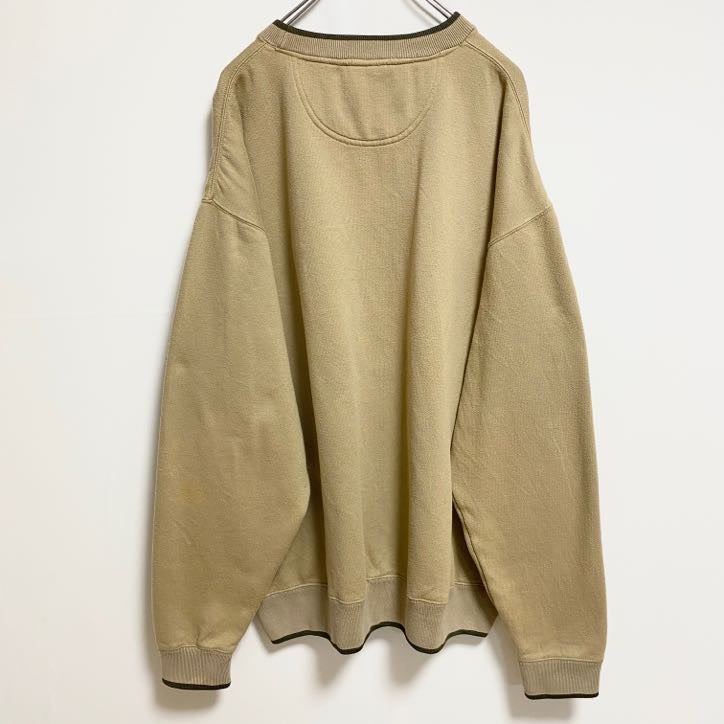 古着 used　M&CSPORT　長袖刺繍スウェット　トレーナー　ゴルフ　スポーツ　茶色　レトロ　ビッグシルエット　XLサイズ