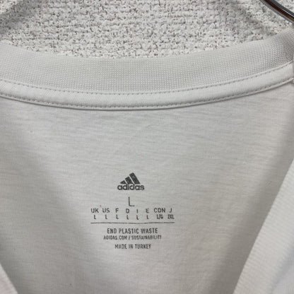 adidas　アディダス　半袖プリントTシャツ　スローガンT　白　ホワイト　Lサイズ
