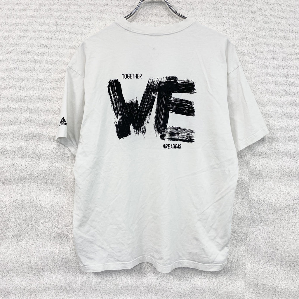 adidas　アディダス　半袖プリントTシャツ　スローガンT　白　ホワイト　Lサイズ