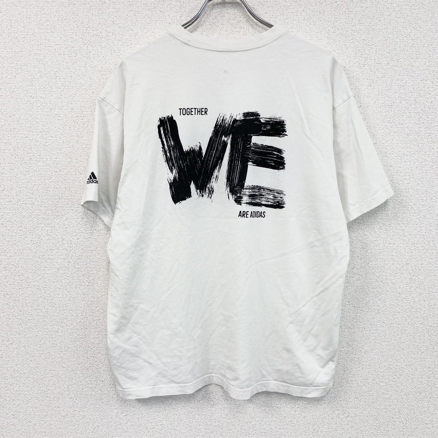 adidas　アディダス　半袖プリントTシャツ　スローガンT　白　ホワイト　Lサイズ