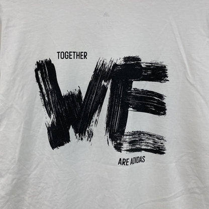 adidas　アディダス　半袖プリントTシャツ　スローガンT　白　ホワイト　Lサイズ