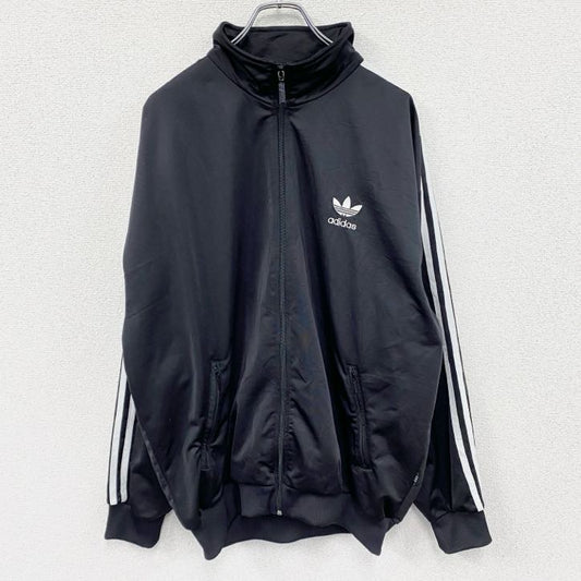 ～90s　adidas　アディダス　トラックジャケット/ジャージ　トレフォイルロゴ　ヴィンテージ　黒　ブラック　Lサイズ