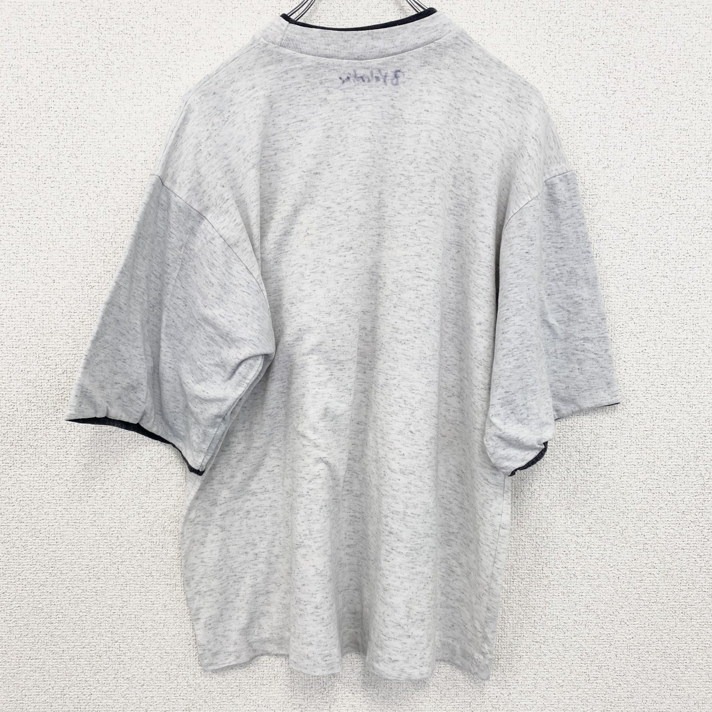 古着 used　90s　ヴィンテージ　半袖プリントTシャツ　カレッジ風　　灰色　ライトグレー　ニューファンドランド　Lサイズ