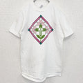 古着 used　ヘインズ　半袖プリントTシャツ　花　100%コットン　USA製　レトロデザイン　シングルステッチ　白　Mサイズ