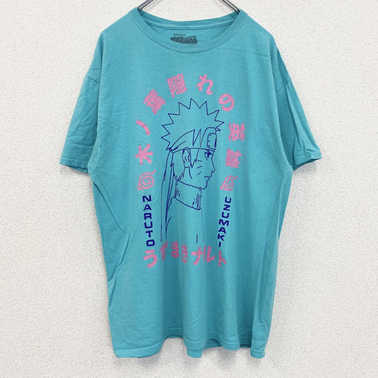 古着 used　NARUTO　ナルト　半袖プリントTシャツ　アニメ　ライトブルー　水色　クルーネック　少年ジャンプ　Lサイズ