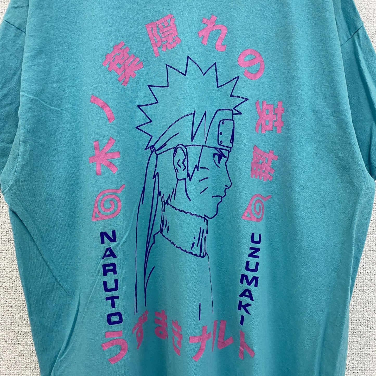 古着 used　NARUTO　ナルト　半袖プリントTシャツ　アニメ　ライトブルー　水色　クルーネック　少年ジャンプ　Lサイズ
