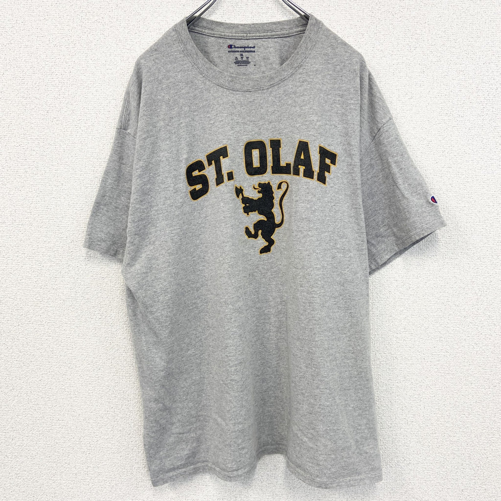古着 used　チャンピオン　カレッジ　半袖プリントTシャツ　セントオラフ　灰色　ライトグレー　XLサイズ