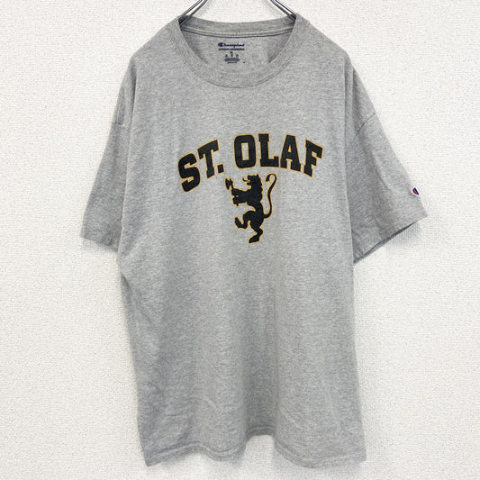 古着 used　チャンピオン　カレッジ　半袖プリントTシャツ　セントオラフ　灰色　ライトグレー　XLサイズ